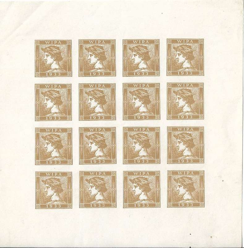 Austria 1933 Stamp Exhibition imperforated sheetlet.