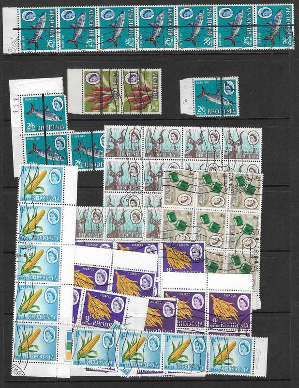 Rhodesia Queen Elizabeth training stamps mainly used Bulawayo.