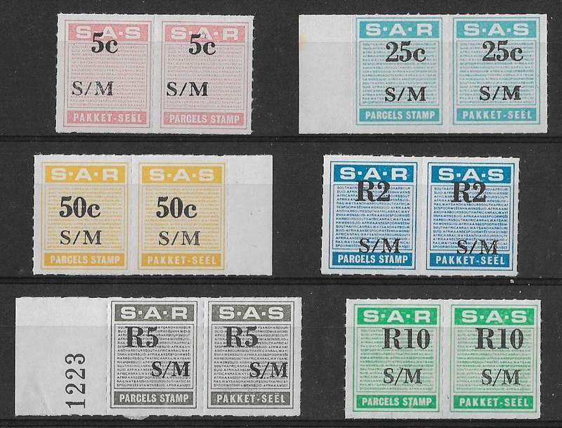 South Africa Railway stamps overprinted S/M SPECIMEN/MONSTER