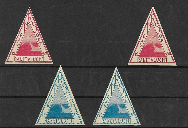 Netherlands Rocket Mail labels (x4) 1960