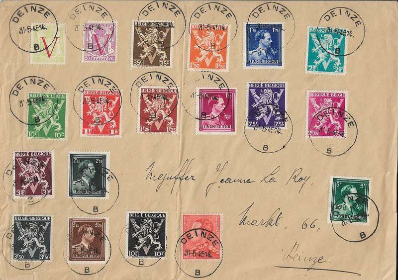 Belgium 1945 postal history cover local post Deinzee.