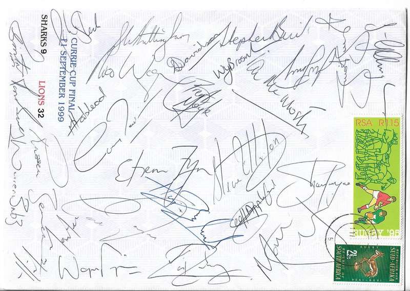 South Africa Currie Cup Final 1999 signed cover.