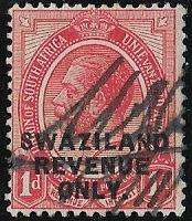 Swaziland George v 1d revenue used, scarce.