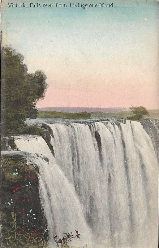 Victoria Falls postcard unused The Falls seen from Livingstone Island. (C42A/B)