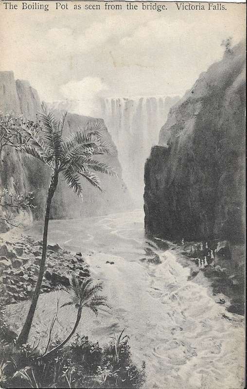 Victoria Falls postcard unused The Boiling Pot as seen from the bridge. (C46A/B)