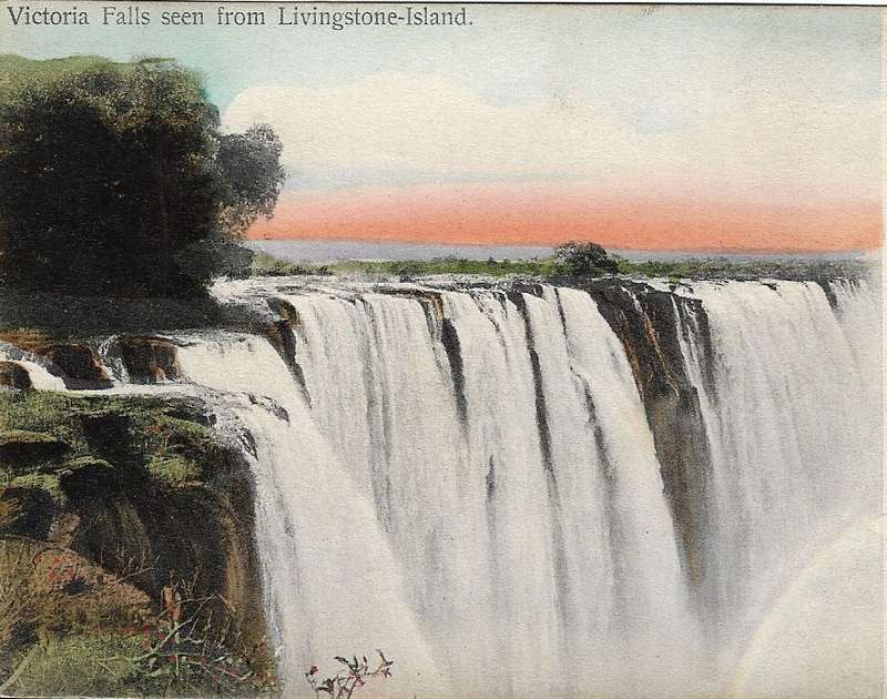 Victoria Falls postcard unused as seen from Livingstone Island. (C48A/B)
