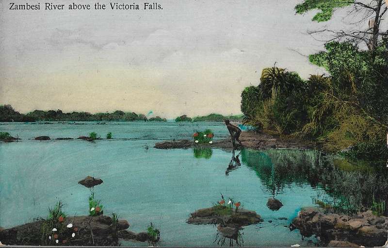 Victoria Falls postcard unused Zambesi River above the Victoria Falls. (C50A/B)
