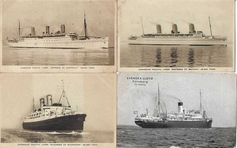 Postcards depicting ships mixed condition (x4). (C87A/B)