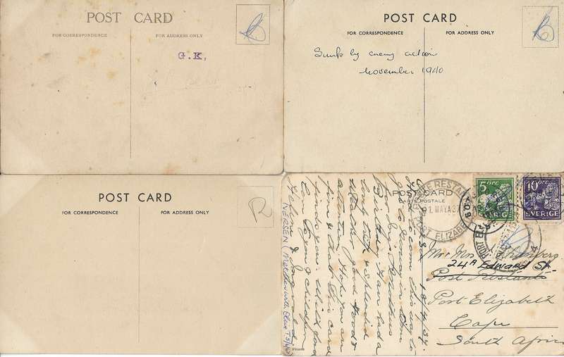 Postcards depicting ships mixed condition (x4). (C87A/B)