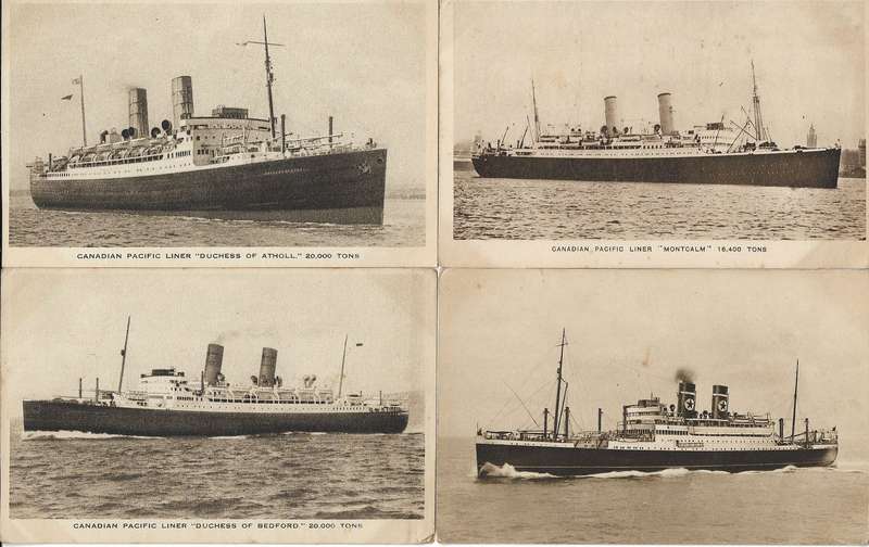 Postcards depicting ships mixed condition (x4). (C88A/B)