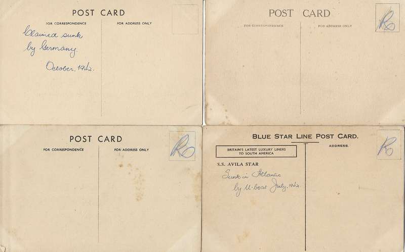 Postcards depicting ships mixed condition (x4). (C88A/B)