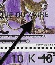 Congo overprinted Republic of Zaire and value change block of (x9), of note variety small i.