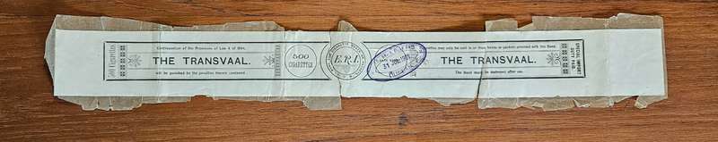 Transvaal Cigarette Tax 500 Cigarettes, 3x portions strengthened with hinges on the reverse side.