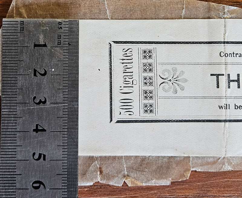 Transvaal Cigarette Tax 500 Cigarettes, 3x portions strengthened with hinges on the reverse side.