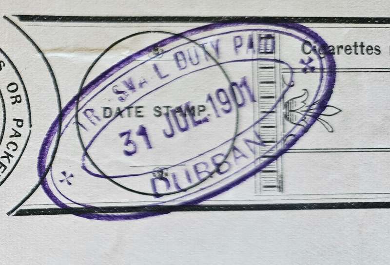 Transvaal Cigarette Tax 500 Cigarettes, 3x portions strengthened with hinges on the reverse side.