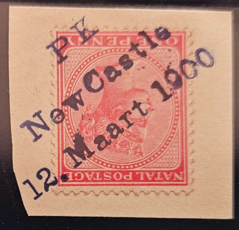 Transvaal 1d Natal stamp hand stamped PK Newcastle 12 Maart 1900. (HA73)