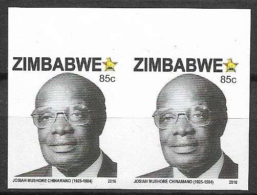 Zimbabwe variety imperforated 85c pair.