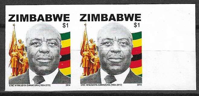 Zimbabwe variety imperforated $1 pair.