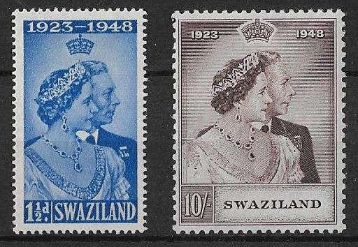 Swaziland Silver Wedding lightly mounted mint set, SACC 45/46.  Catalogue value R1000.