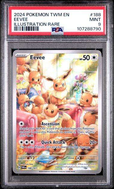 Pokemon Trading Cards Graded PSA 9 Eevee #188