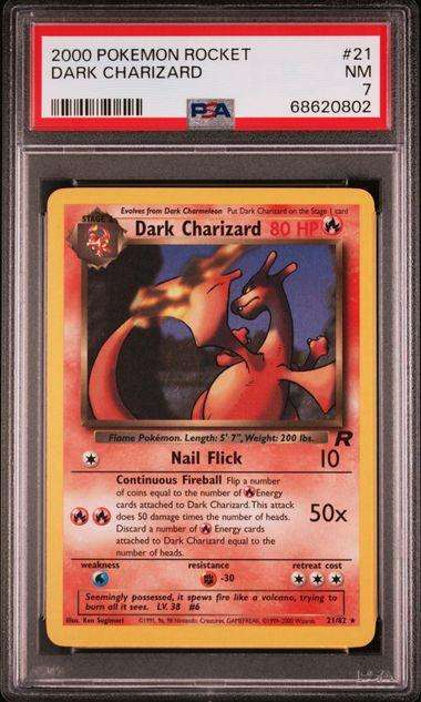Pokemon Trading Cards Graded PSA 7 Dark Charizard