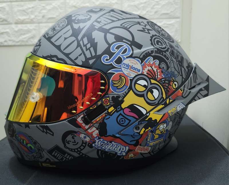 Minions Black Marvel Motorcycle Helmet - Medium