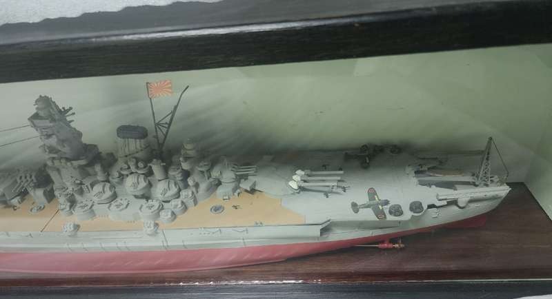 Model Ship Enclosed In Wooden & Glass Case