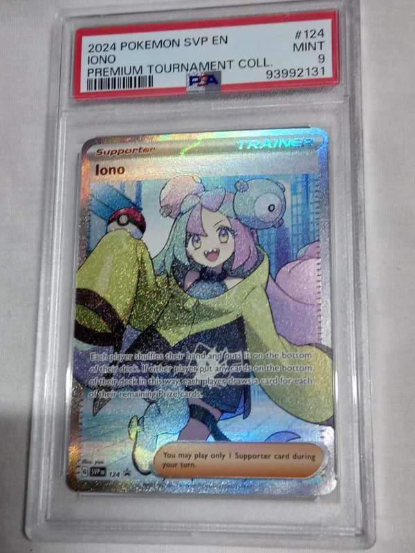 Pokemon Trading Cards Graded PSA 9 Iono Full Art Premium Tournament Collection 124 Black Star Promo