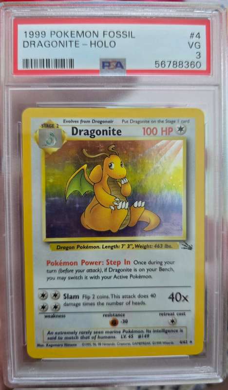 Pokemon Trading Cards Graded psa 3 Dragonite 1999