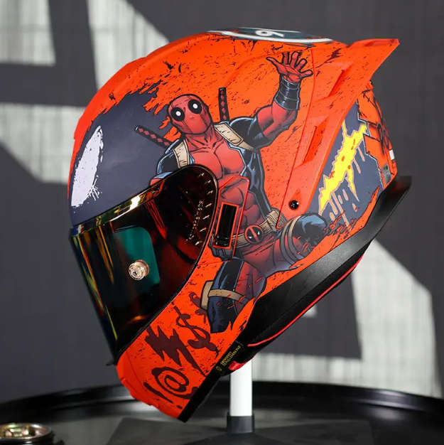 Full Face Deadpool Motorcycle Helmet Large