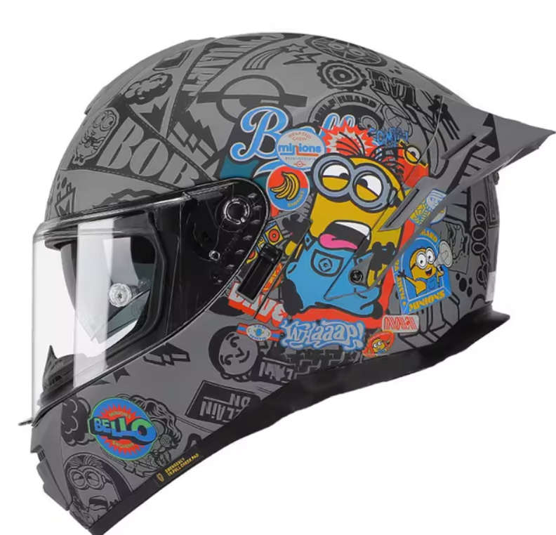 Minions Black Marvel Motorcycle Helmet - Medium
