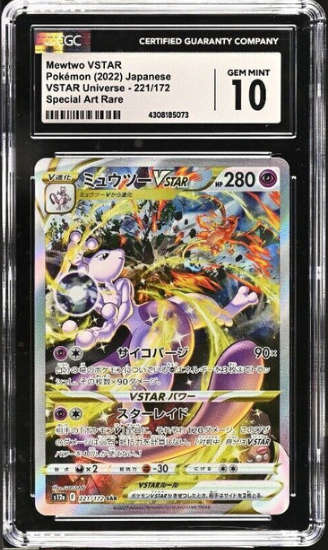 Pokemon Trading Cards Graded CGC 10 GEM MINT Japanese Pokemon 2022 Mewtwo VSTAR 221/172 SAR V. Unive