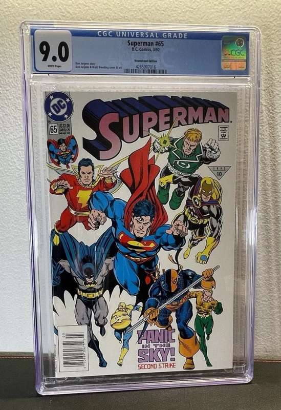 Superman #65 1992 DC Comics Comic Book CGC 9.0 White Pages Newsstand