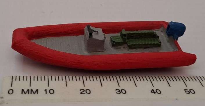 Model Trains HO 1 x Boat Rubber Dinghy (Red) - 58mm x 24mm x 10mm
