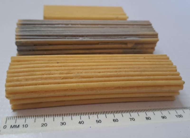 Model Trains HO 3 x Wood piles for Sawmill or flatbed (Unpainted) 2 x 102x26x23mm, 1 x 78x25x11mm