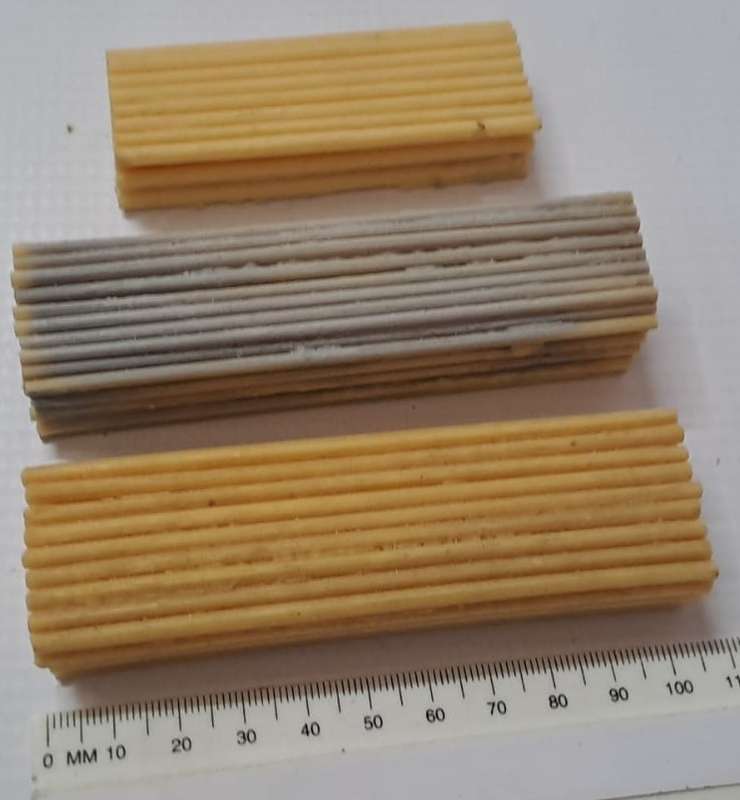 Model Trains HO 3 x Wood piles for Sawmill or flatbed (Unpainted) 2 x 102x26x23mm, 1 x 78x25x11mm