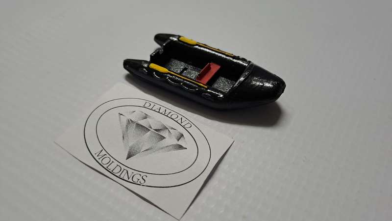 Model Trains HO 1 x Boat Rubber Dinghy Big (Black) - 64mm x 29mm x 7mm