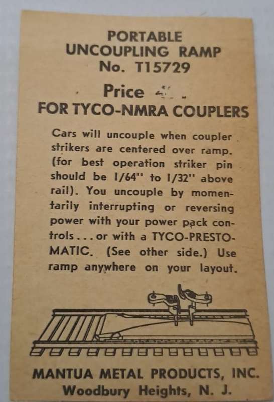 Model Trains HO-Scale 1 x Tyco Mantua Uncoupling Ramp. (portable)