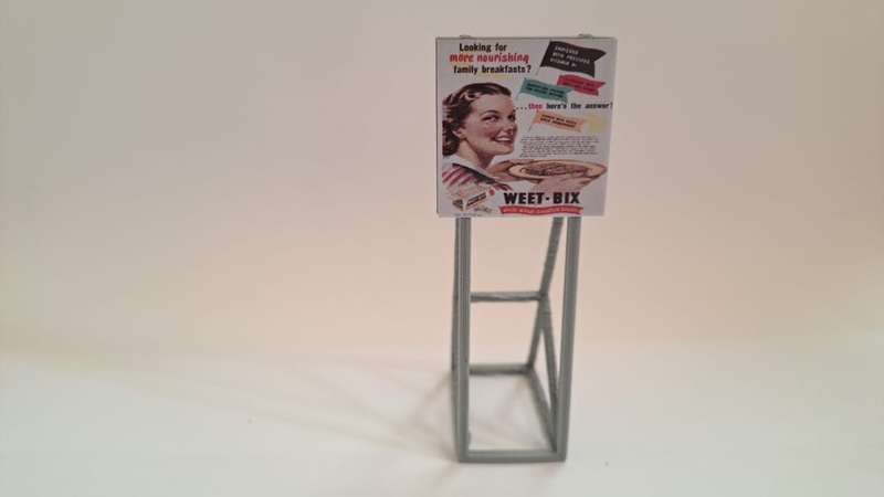 Model Trains HO 1 x Billboard 1950 + Weet-Bix - 30mm x 42mm x 82mm