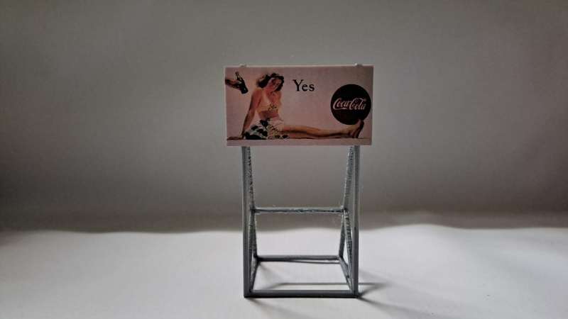 Model Trains HO 1 x Billboard 1960 + Coca-Cola - Yes - 50mm x 41mm x 82mm