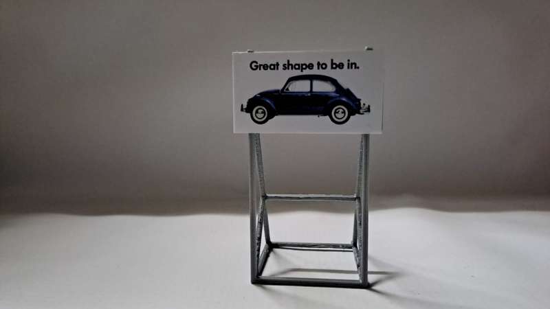 Model Trains HO 1 x Billboard 1960 + VW - Great shape to be in. - 50mm x 41mm x 82mm