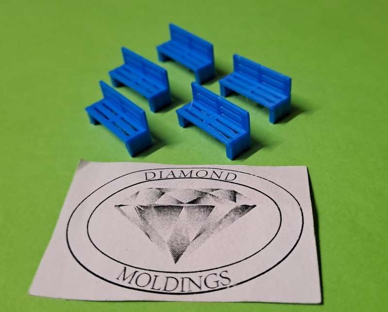 Model Trains 1:87 HO - Station/Park Benches - Blue (5 pack)