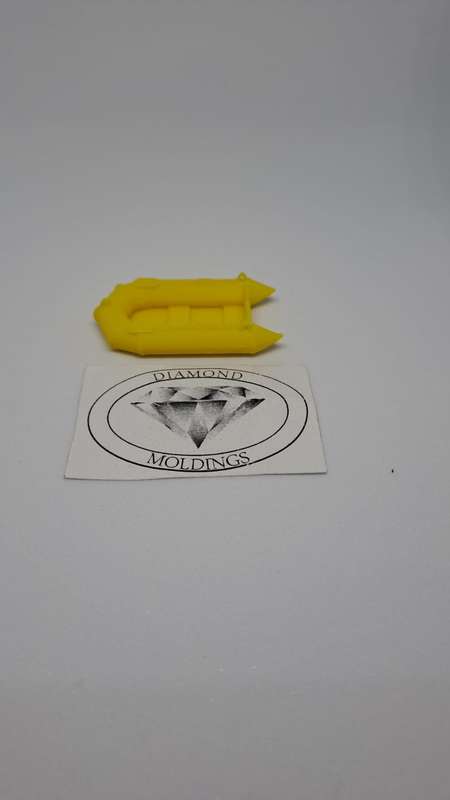 Model Trains 1:87 HO - Boat Rubber Dinghy (Yellow) - 45mm x 24mm x 8mm