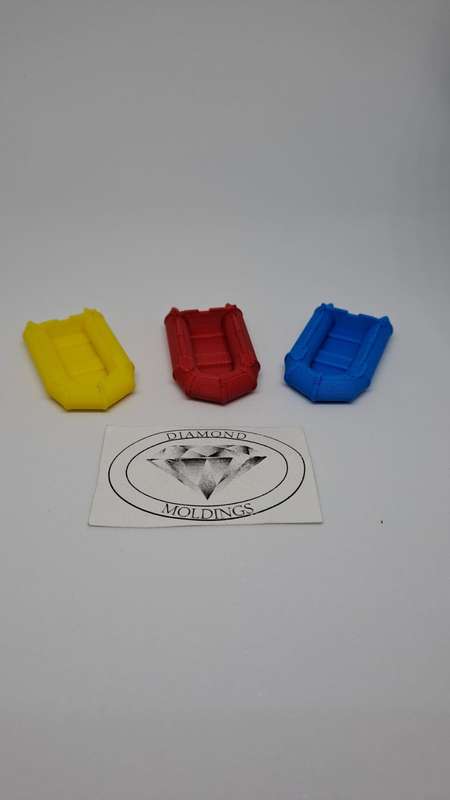 Model Trains 1:87 HO - Boat Rubber Dinghy (Blue) - 45mm x 24mm x 8mm