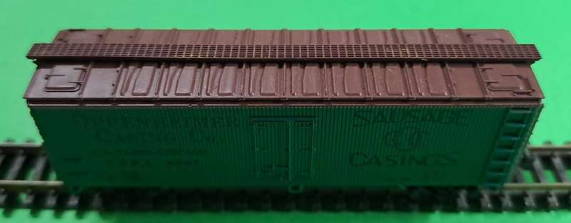 Model Trains N Scale 1 x Con-Cor Oppenheimer Sausage Casting Goods Wagon. In box.