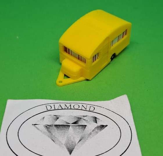 Model Trains HO 1 x Caravan - Yellow - 46mm x 18mm x 21mm