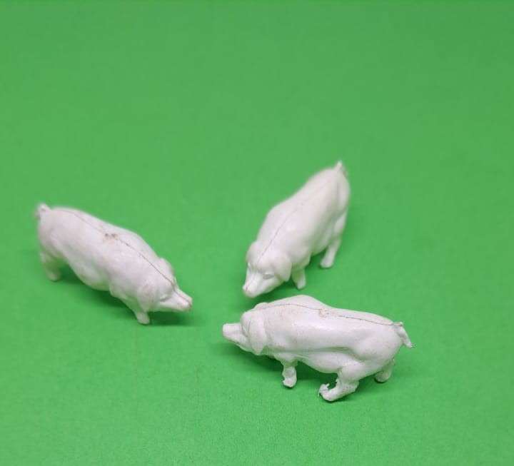 Model Trains HO 1 x Pack of 3 White Pigs.