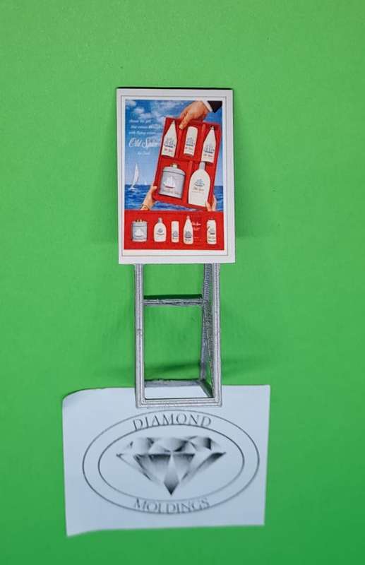 Model Trains HO 1 x Billboard 1950 + Old Spice - 30mm x 41mm x 82mm