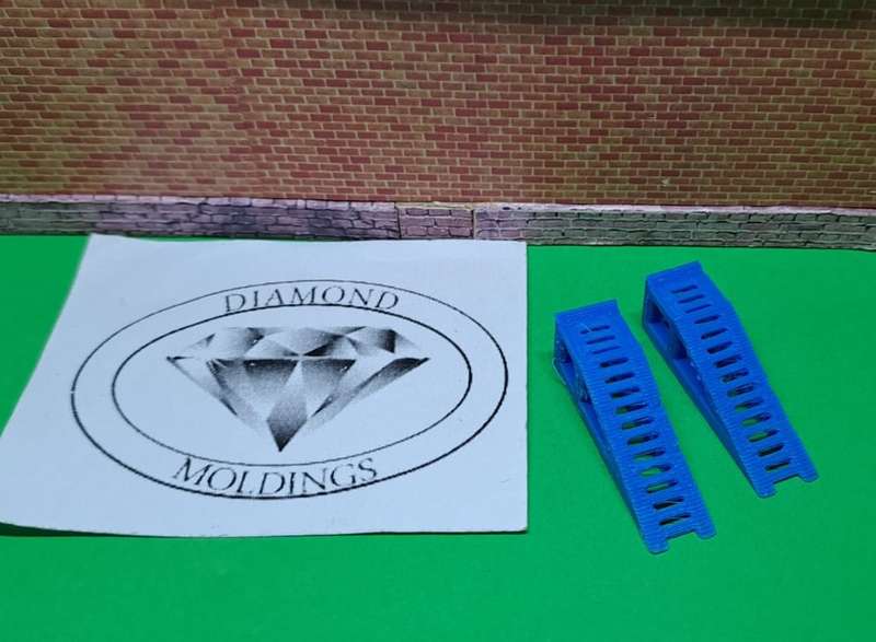 Model Trains 1/87 H0 - Ramps with grid for Cars (x2, Blue)