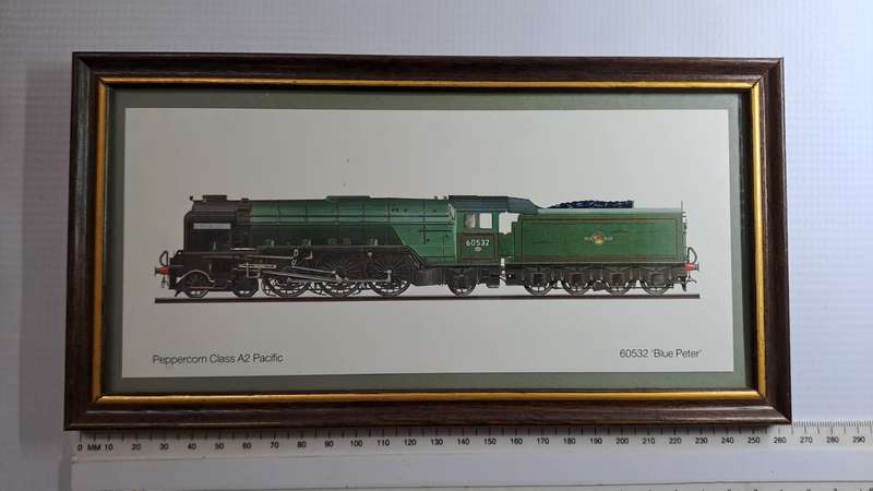 Framed Steam Loco Pictures - Peppercorn Class A2 Pacific "Blue. 258mm x 135mm x 11mm.